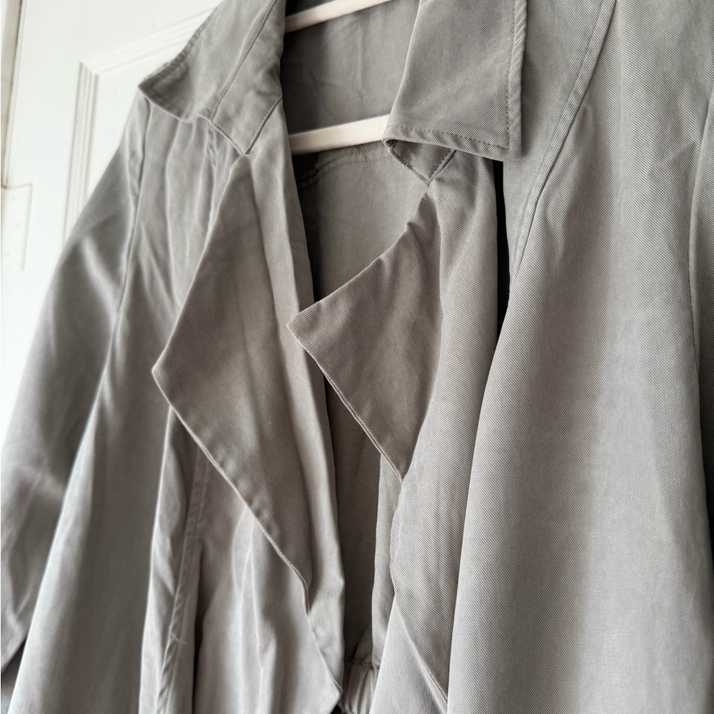 Women's Olive Green Ruffle-Front Jacket - Picture 3 of 5